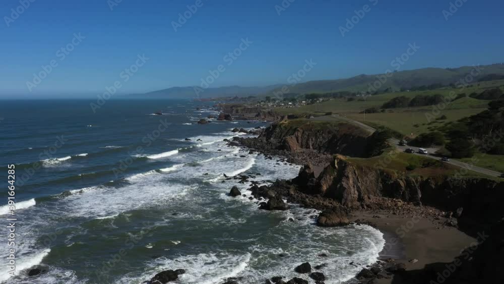 Coast Highway 1 Rugged Coastline Scenic Landscape California Drone View North of Bodega Bay Coast Highway 1 Rugged Coastline Scenic Landscape California Drone View North of Bodega Bay