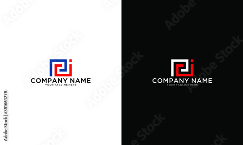 initial letter pj is linked round lowercase blue and red logo.