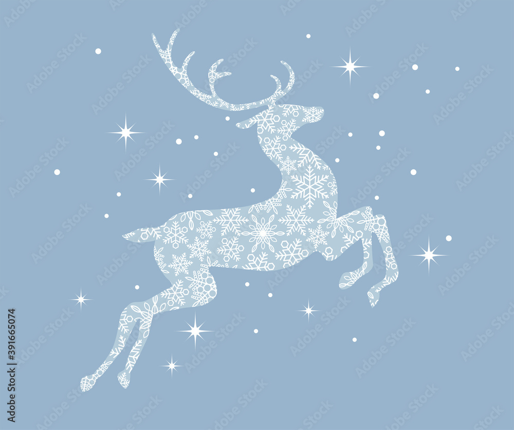 クリスマスシンボル　雪の結晶パターンのトナカイ