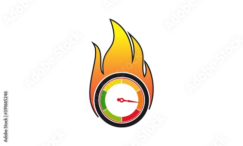 Obraz na plátne Speedometer with fire illustration vector