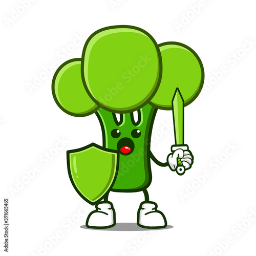 cute broccoli cartoon mascot character