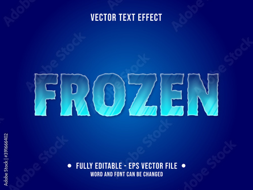 Editable text effect - frozen ice blue color gradient modern style