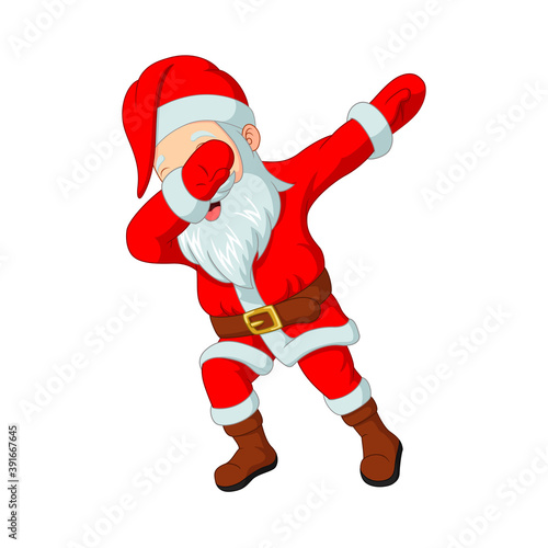 Cartoon funny dabbing Santa Claus