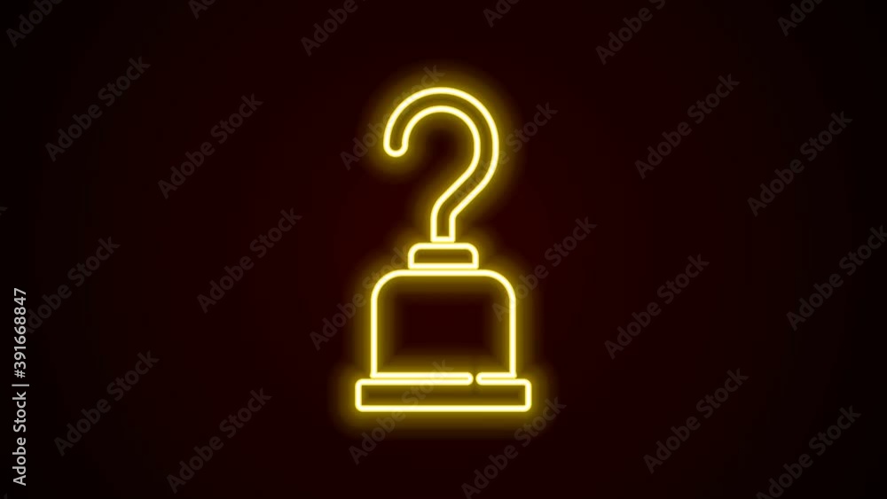 Glowing neon line Pirate hook icon isolated on black background. 4K Video motion graphic animation Glowing neon line Pirate hook icon isolated on black background. 4K Video motion graphic animation