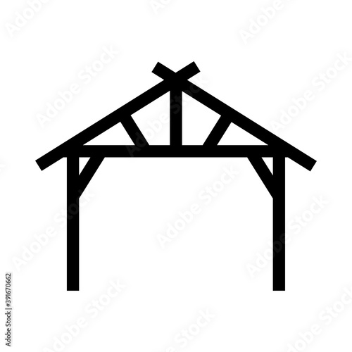 wooden stable manger isolated icon