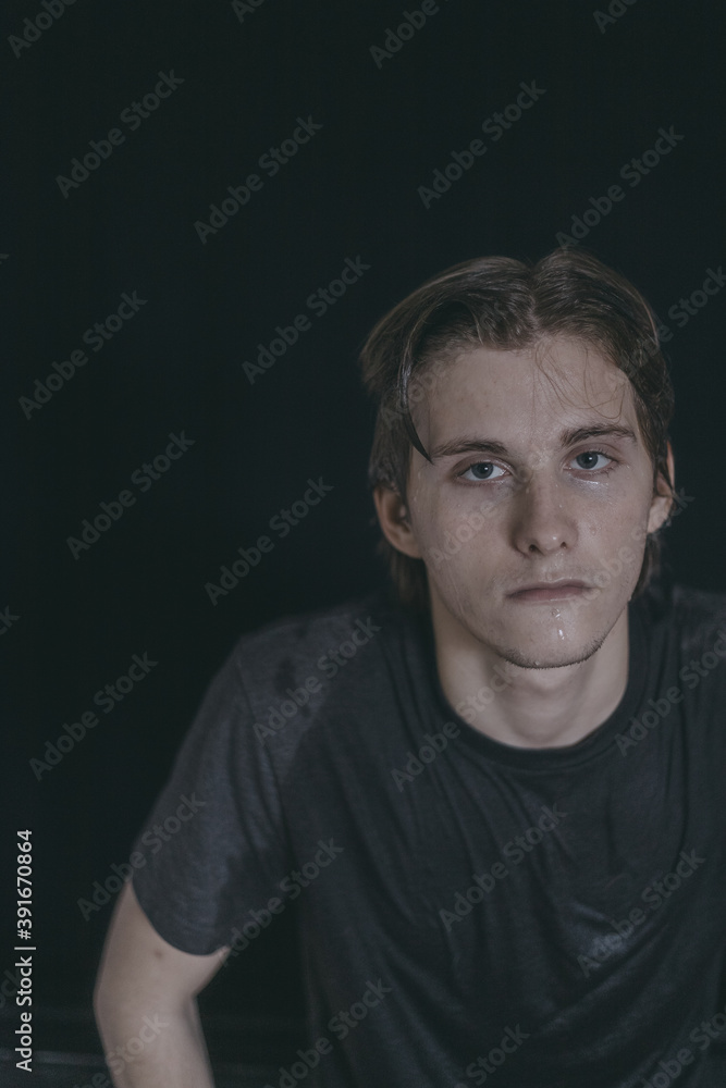 a very lonely guy at home suffers from the fact that he is alone and goes crazy day a very lonely guy at home suffers from the fact that he is alone and goes crazy day