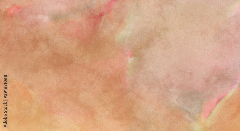 Fototapeta premium Watercolor abstract painting with pastel colors. Soft color painted illustration of calming composition for poster, wall art, banner, card, book cover or packaging. Modern brush strokes painting.