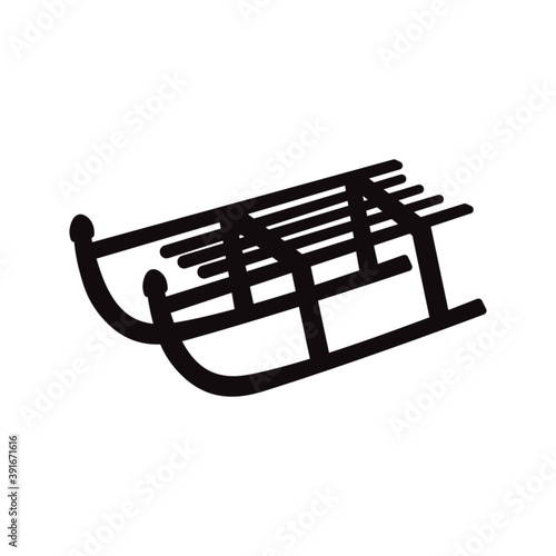 Sled black silhouette, isolated icon, vector illustration.
