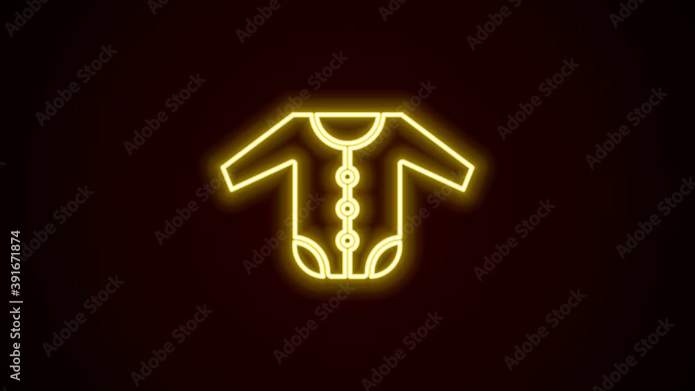 Glowing neon line Baby clothes icon isolated on black background. Baby clothing for baby girl and boy. Baby bodysuit. 4K Video motion graphic animation Glowing neon line Baby clothes icon isolated on black background. Baby clothing for baby girl and boy. Baby bodysuit. 4K Video motion graphic animation
