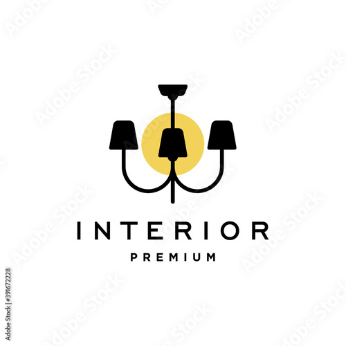 Chandelier logo. Vector silhouettes vintage and luxury chandelier