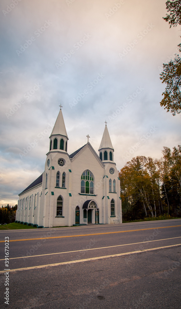 White wooden Church in Cape Breton