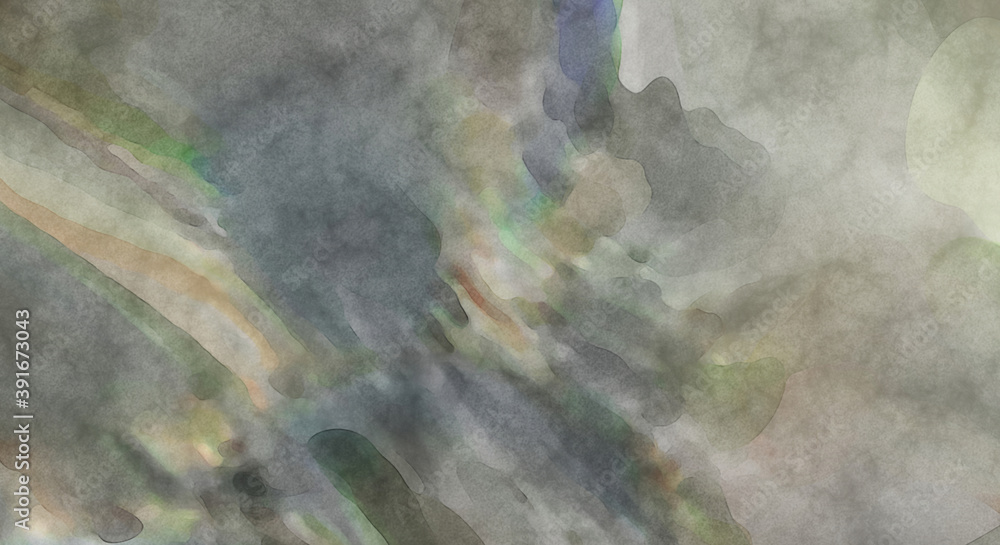 Naklejka premium Watercolor abstract painting with pastel colors. Soft color painted illustration of calming composition for poster, wall art, banner, card, book cover or packaging. Modern brush strokes painting.