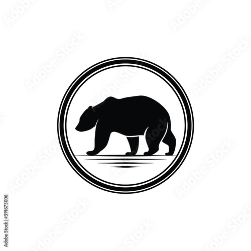 Illustration silhouette bear grizzly wildlife animal logo design photo