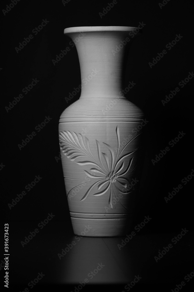 White Vase On Black Background | Contrast