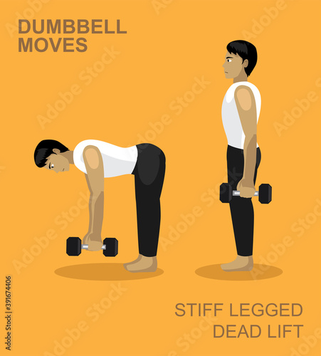 Stiff Legged Dead Lift Dumbbell Moves Manga Gym Set Illustration