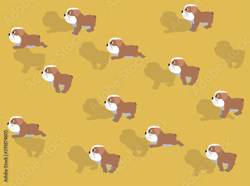 Dog Running Bulldog Cartoon Character Illustration Seamless Background