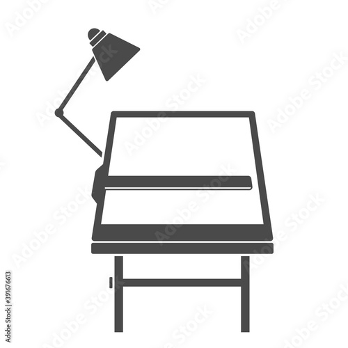Creative Architectural Drawing Desk - Black Vector Silhouette Illustration Art