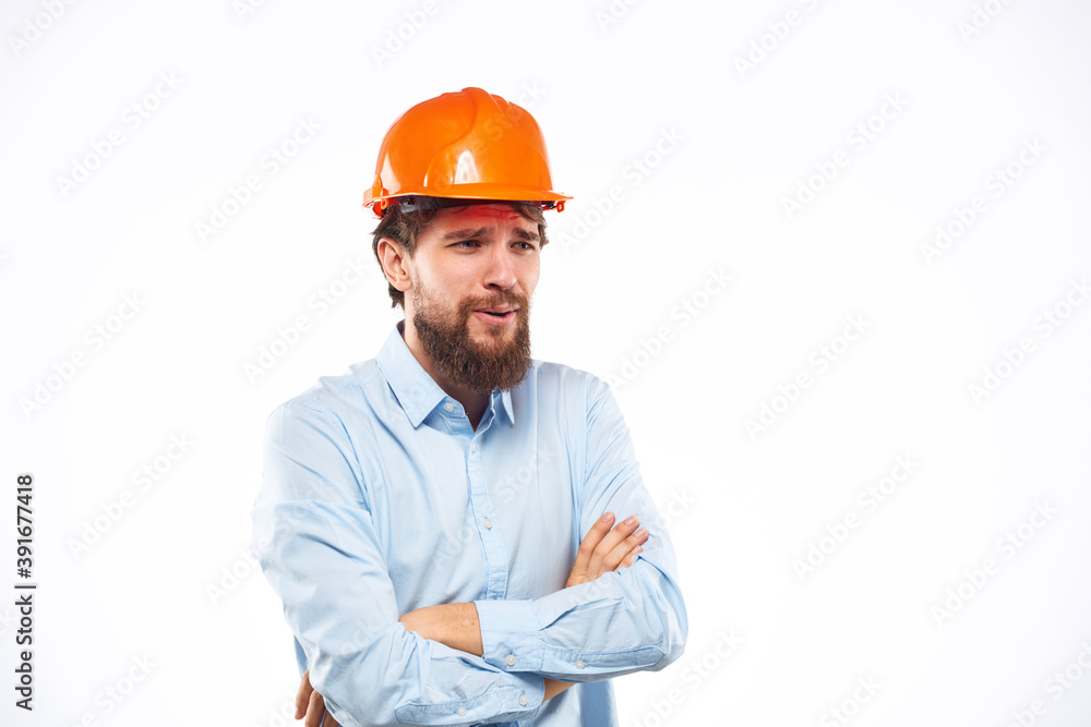 man in work uniform orange helmet professional safety industry construction man in work uniform orange helmet professional safety industry construction