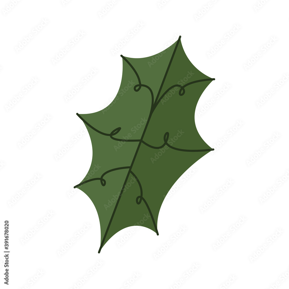 Naklejka premium happy merry christmas leaf plant