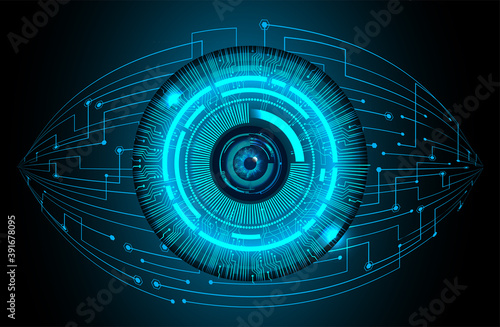 Blue eye cyber circuit future technology concept background