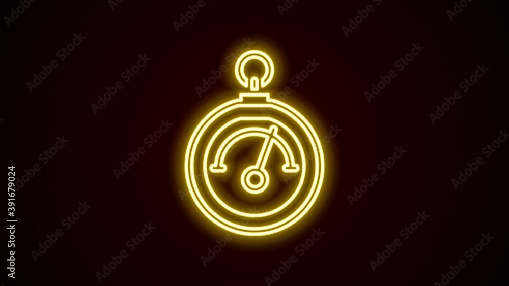 Glowing neon line Barometer icon isolated on black background. 4K Video motion graphic animation Glowing neon line Barometer icon isolated on black background. 4K Video motion graphic animation