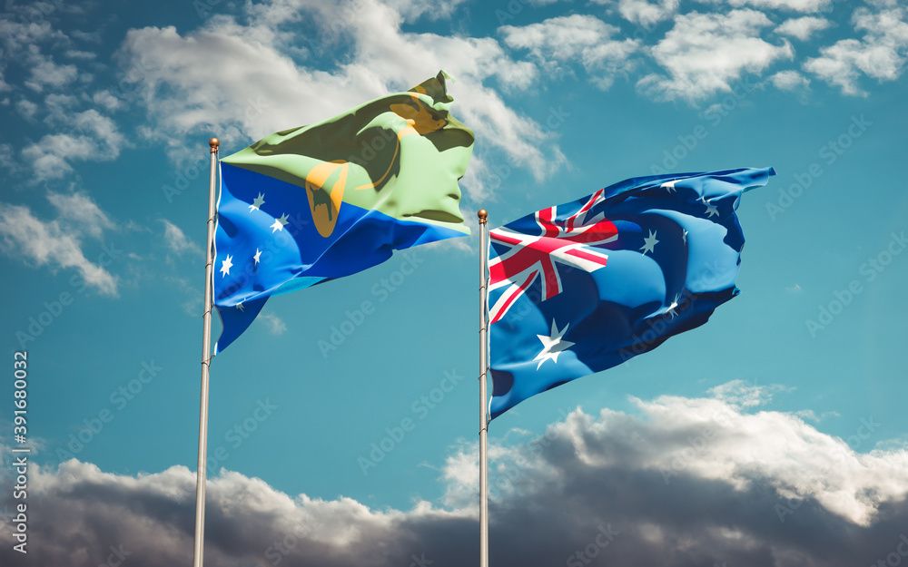Beautiful national state flags of Australia and Christmas Island. Beautiful national state flags of Australia and Christmas Island.