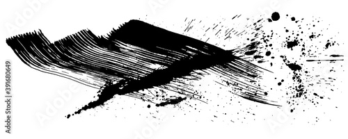 書道　しぶき　手書きの毛筆イラスト