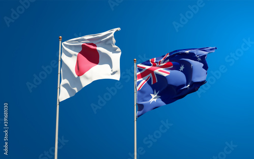 Beautiful national state flags of Japan and Australia.