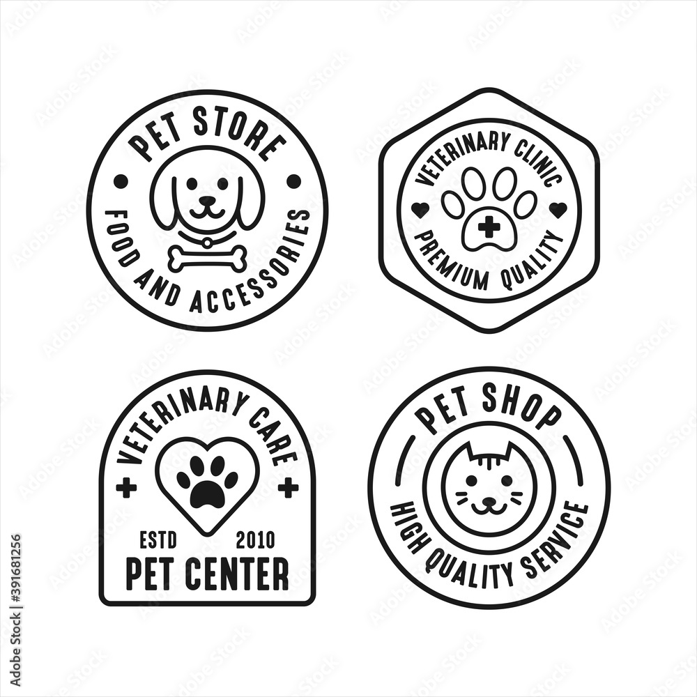 Pet store set logo design collection