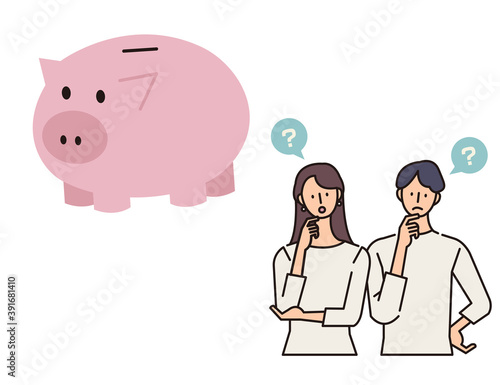 豚の貯金箱と家族のイラスト　お金に関する疑問