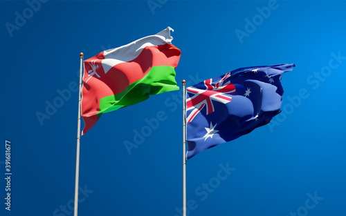 Beautiful national state flags of Oman and Australia. © Leo Altman
