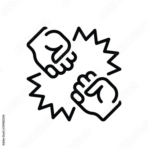 Black line icon for conflict