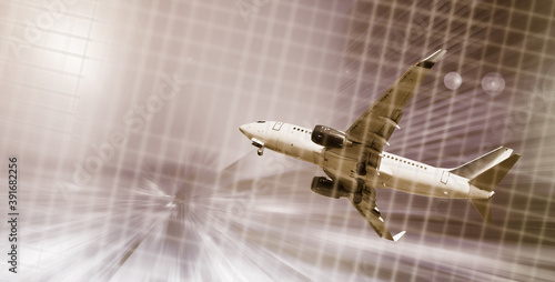 Εκτύπωση καμβά Airplane flying with dynamic motion blur abstract background