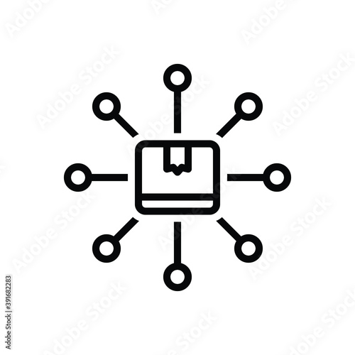 Black line icon for distribution