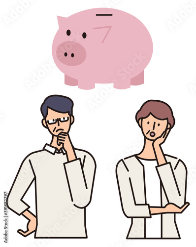 豚の貯金箱と家族のイラスト　お金に関する疑問