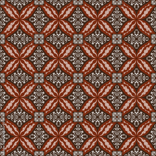 Javanese batik motifs with very distinctive floral patterns with good blend color design.