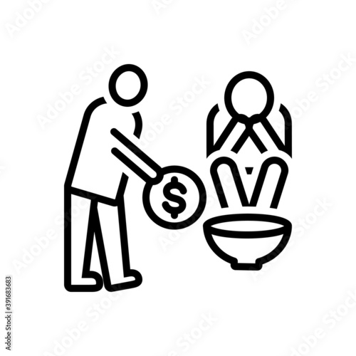 Black line icon for poor