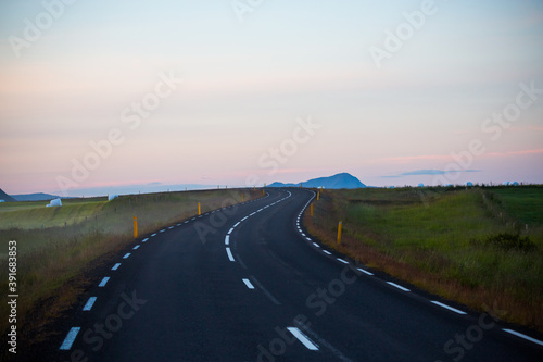 Beautiful view empty road at westfjords in Iceland, The Westfjords is the northwest part of Iceland. It is the place that offers the most spectacular scenic drive in the country 