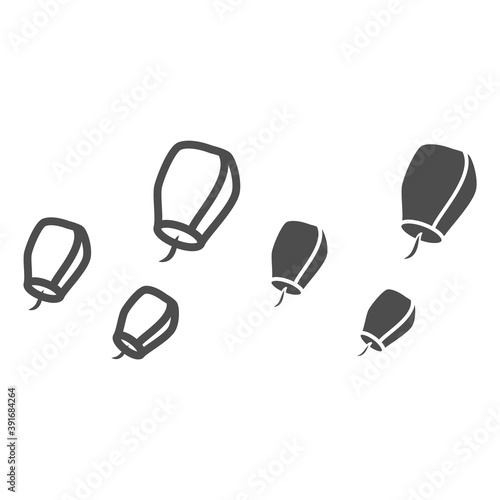 Chinese lantern line and solid icon, chinese mid autumn festival concept, flying paper flashlight sign on white background, sky lanterns from china icon in outline style. Vector graphics.
