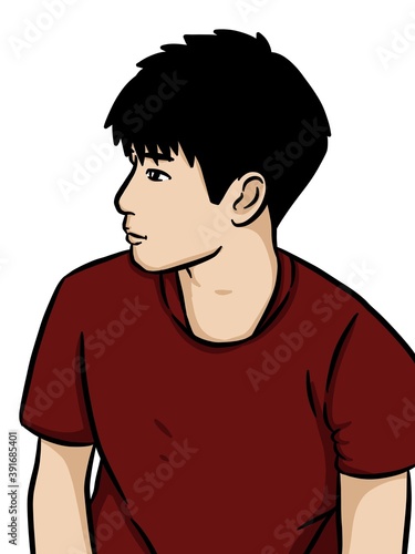 cartoon cute man on white background