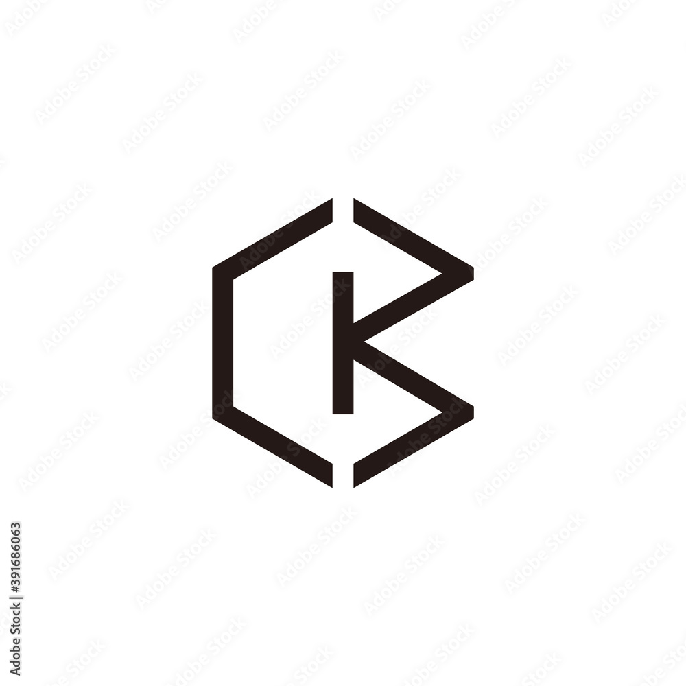 abstract letter ck geometric hexagonal design logo vector abstract letter ck geometric hexagonal design logo vector