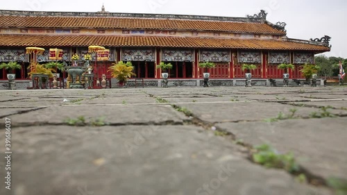 A low tripod shot of the Thai Hoa Palace of the imperial City in Hue. photo