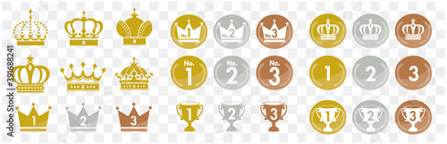 Gold Crown Icons Set Vector
