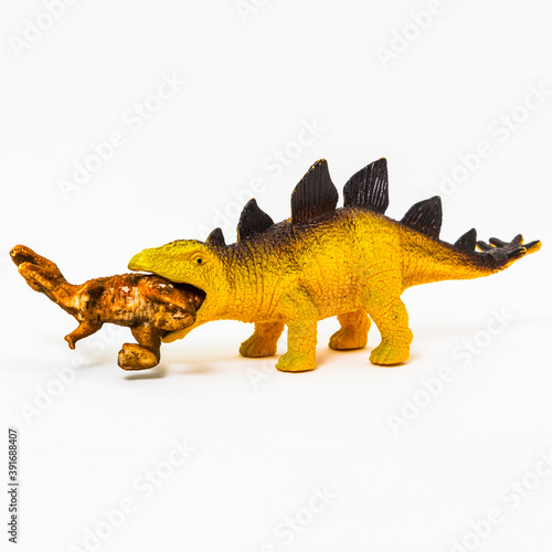 Toy Dinosaurs on White Background