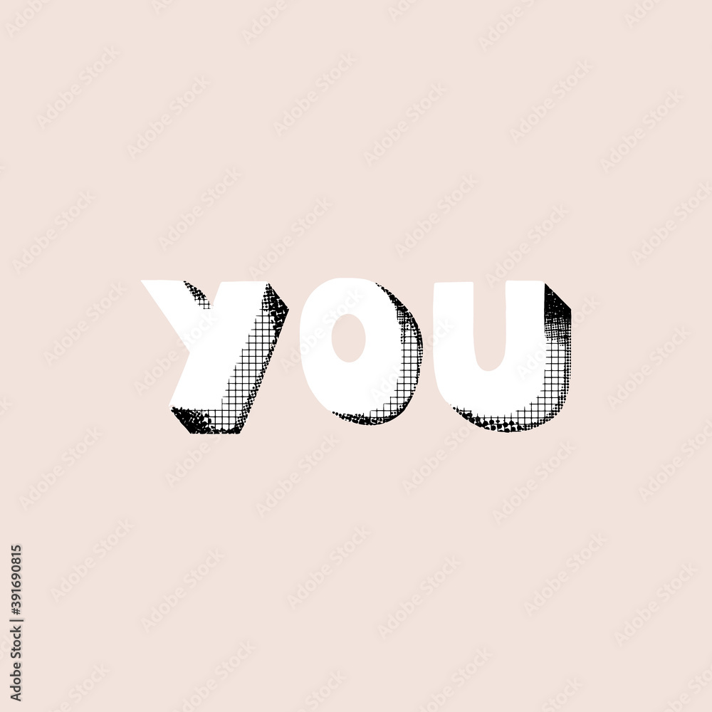 Fototapeta premium YOU. Written by hand inscription. Lettering for Valentine's Day. Design for t-shirts, postcards, stickers