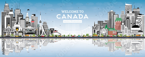 Welcome to Canada City Skyline with Gray Buildings and Blue Sky.