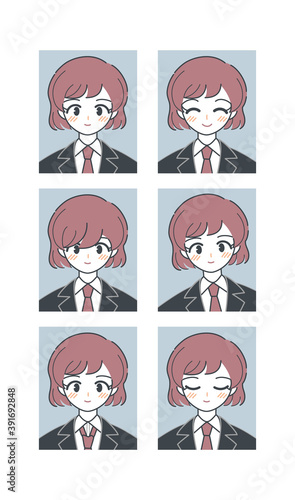 証明写真のOK例・NG例・女子学生・ベクター