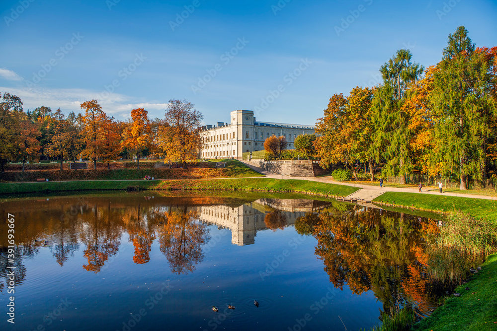View of the Great Gatchina Palace. Palace Park. Gatchina. Leningrad region. Russia View of the Great Gatchina Palace. Palace Park. Gatchina. Leningrad region. Russia
