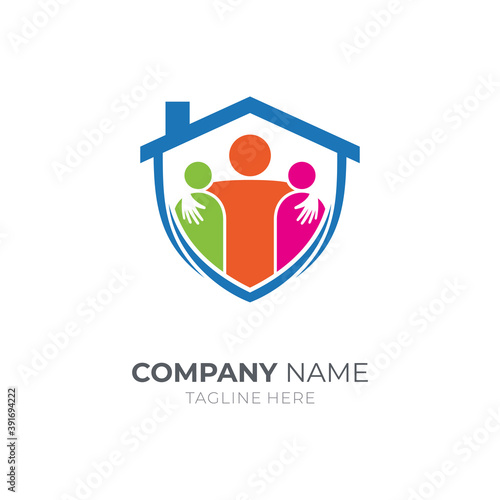 Stay at home logo. Logo design for stop the spread of the covid-19 / coronavirus. People in house logo