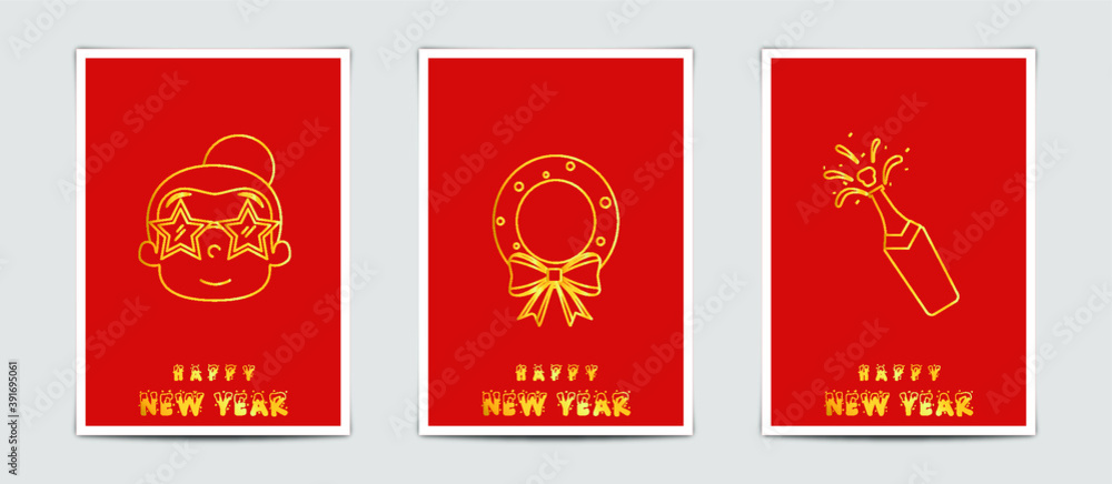 Merry Christmas modern card set elements greeting text lettering red background. Merry Christmas modern card set elements greeting text lettering red background.